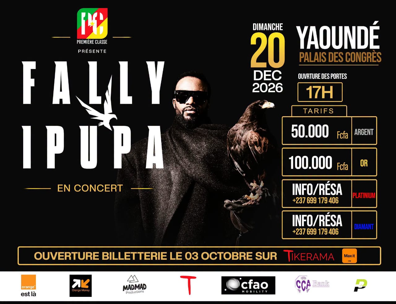 Fally Ipupa en concert au Majestic cinéma de Douala le 17 décembre